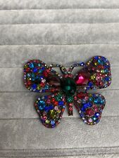 Large Butterfly Statement Ring Colourful Bold Bright Size R Adjustable Rainbow