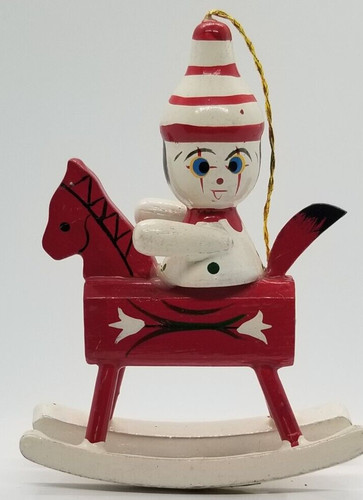 Ornament wooden red white - red,