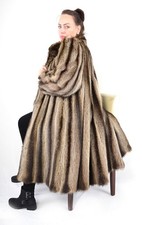 US5531 REAL RACCOON FUR COAT RANCH RACOON SIZE XL -WASCHBÄR MANTEL