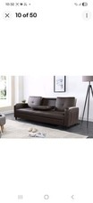 Sofa Bed Faux Leather with Cup holder and Armrests 3 Seater Black Brown Ash Grey
