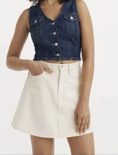 Levi's White Flounce Denim Mini Skirt Waist 34