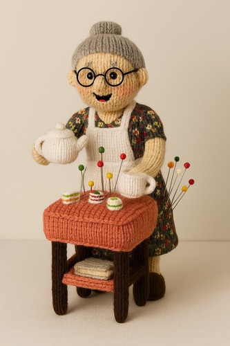 Pin cushion granny tea lady - granny,