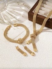 Minimalist Hollow-Out Wide Necklace Earrings & Bracelet Jewellery Set|Gift