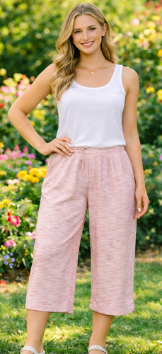 Peach marl wide leg - , crop