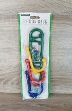 Vtg 80s Woolworths Set Of Wall Coat Hooks 3 Plastic Hooks Yellow Red Blue Retro