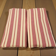 Pottery Barn Kids Set of 2 Lined Curtain Panels Red White Cream Striped 44 x 60"