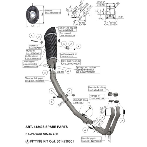 Exhaust pipe spare part set