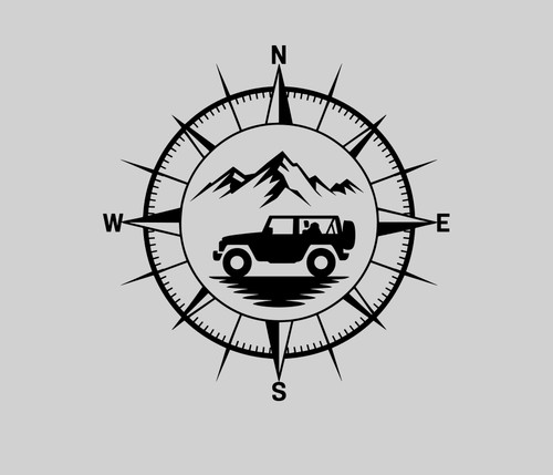 Compass with jeep 20cm - 20cm, vinyl