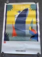 Vintage Original 1980's Norwegian Caribbean Lines Travel Poster Cruise Rare