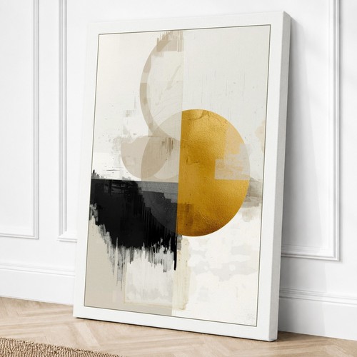 Golden circle abstract canvas - golden,