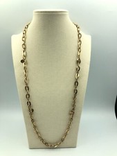 RIVER ISLAND Necklace Gold Tone Cable Chain & Charm Power Dress Long Brutalist