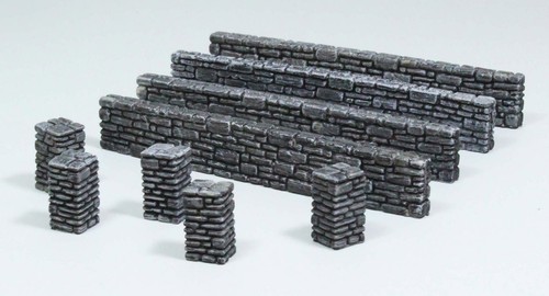 Stone wall and pillars - and,