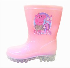 Peppa Pig Girls Wellies Pink Unicorn Glitter PVC Wellington Rain Boots