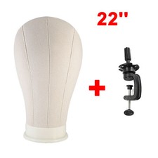 22inch Canvas Block Mannequin Head with Table Clamp For Wig Making Display Stand