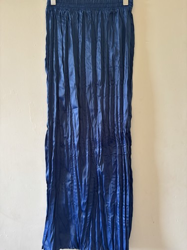 Zara blue satin pleated - satin, maxi