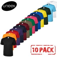 10 PACK UNEEK Classic T-Shirt Unisex Mens Plain 100% Cotton Tee Top Blank UC301