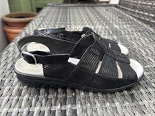 Hotter Comfort Concept ‘Candice’ Black Leather Sandals Size UK 6