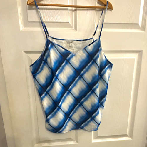 Blue white check v neck - blue, v-neck