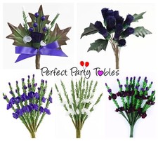 Thistle and Heather Artificial Buttonhole Scottish Wedding Sprays Card Crafts