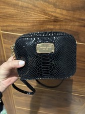 Michael Kors Black Python Embossed Mini Small Crossbody Bag
