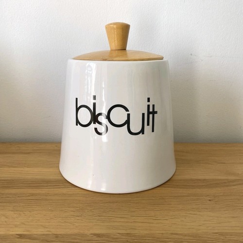 White ceramic biscuit barrel - white,