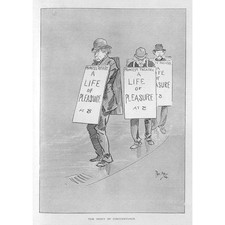 The Irony of Circumstance - Sandwich Board Men - Antique Print 1894