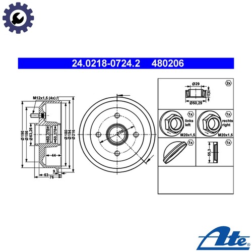 Brake drum 0218 0724 2 - brake, 24.0218-0724.2