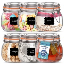 HEFTMAN Glass Jars Clip Top