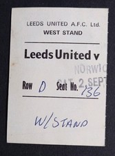 LEEDS UNITED  v NORWICH CITY  - DIVISION ONE  - 1972/73 - MATCH TICKET