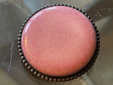 Beautiful Arts and Crafts Pink Ruskin Cabuchon Brooch Vintage by FTG Smith