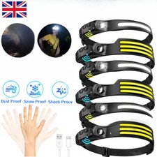 1~6 x Waterproof COB Headlamp Night Buddy LED Motion Sensor Head Torch Headlight