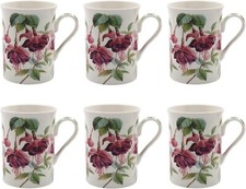 6 Fuchsia Flower Coffee Mugs