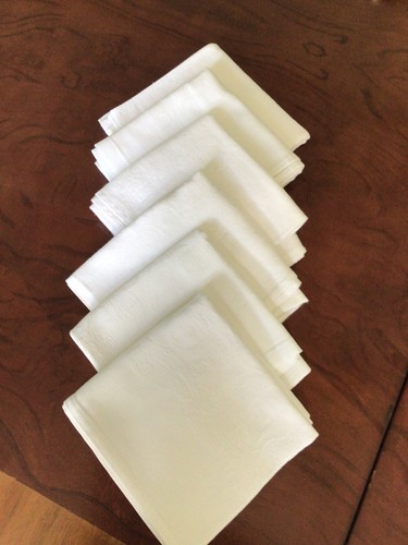 Six linen damask - table, napkins