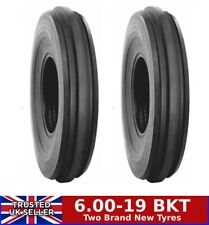 Pair of 6.00-19 BKT TF-9090 Two 3 Rib Tractor Front Tyres  (4PLY) Fordson Major