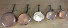 Copper Saucepans – set of 5 with hammered sides – French - good condition