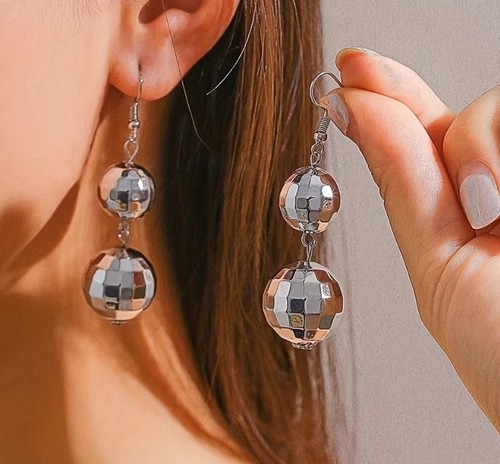Disco ball earrings dangle - disco,
