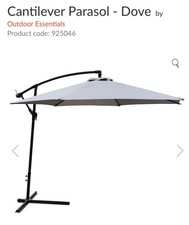 3M Parasol Patio Hanging Umbrella Cantilever Garden Grey/Beige