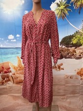 M&S red print tea dress long