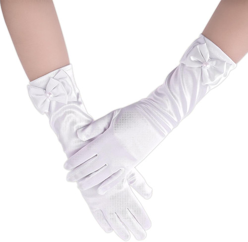 Girls long white gloves - girls,