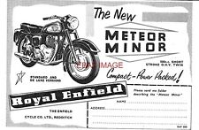 c1958 Advert ROYAL ENFIELD 'Meteor Minor' 500cc Motor Cycle Original Print Ad