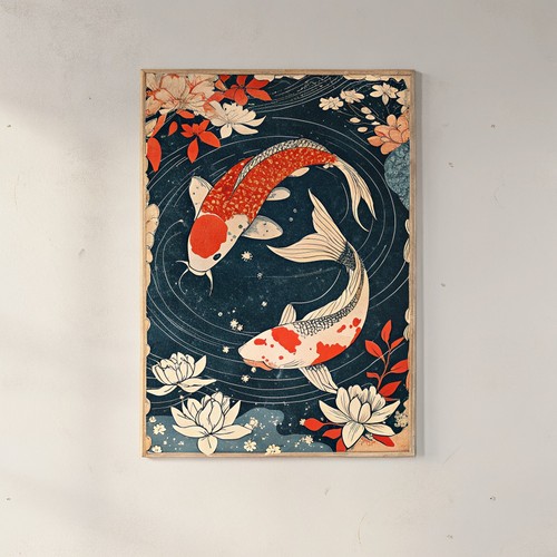 Japanese koi carp - carp, wall