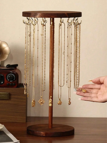 Wooden round jewelry display - wooden,