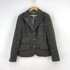 Barbour Tweed Hacking Jacket Womens 10 Brown Wool Shooting Sporting Hunting