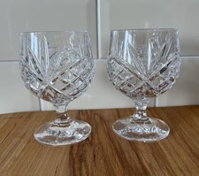 Caledonian Argyle 24% Lead Crystal Brandy Glasses Set of 2 Excellent Condition