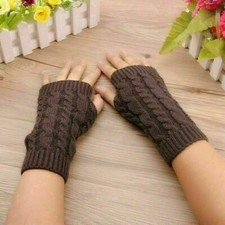 Women's Cable Fingerless Gloves Knit Arm Warmers Long Sleeve Winter Warm Mittens