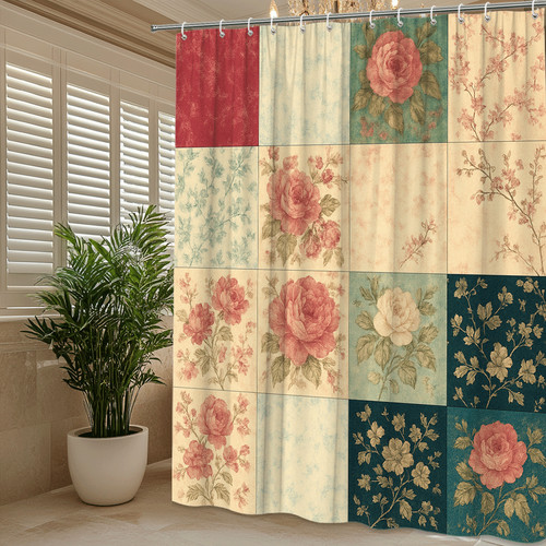 Floral vintage shower - shower, curtain