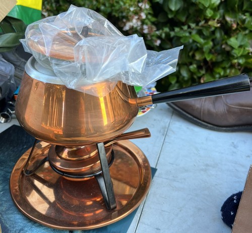 Vintage spring copper fondue - vintage,