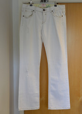 Y2K TON SUR TON Jeans Boot Cut White Jeans Distressed Size 14 RARE