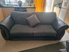 Sofa Settee Bed Grey And Black with pouffee 140 cm bed
