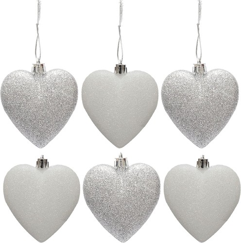 12pc heart baubles - 6,